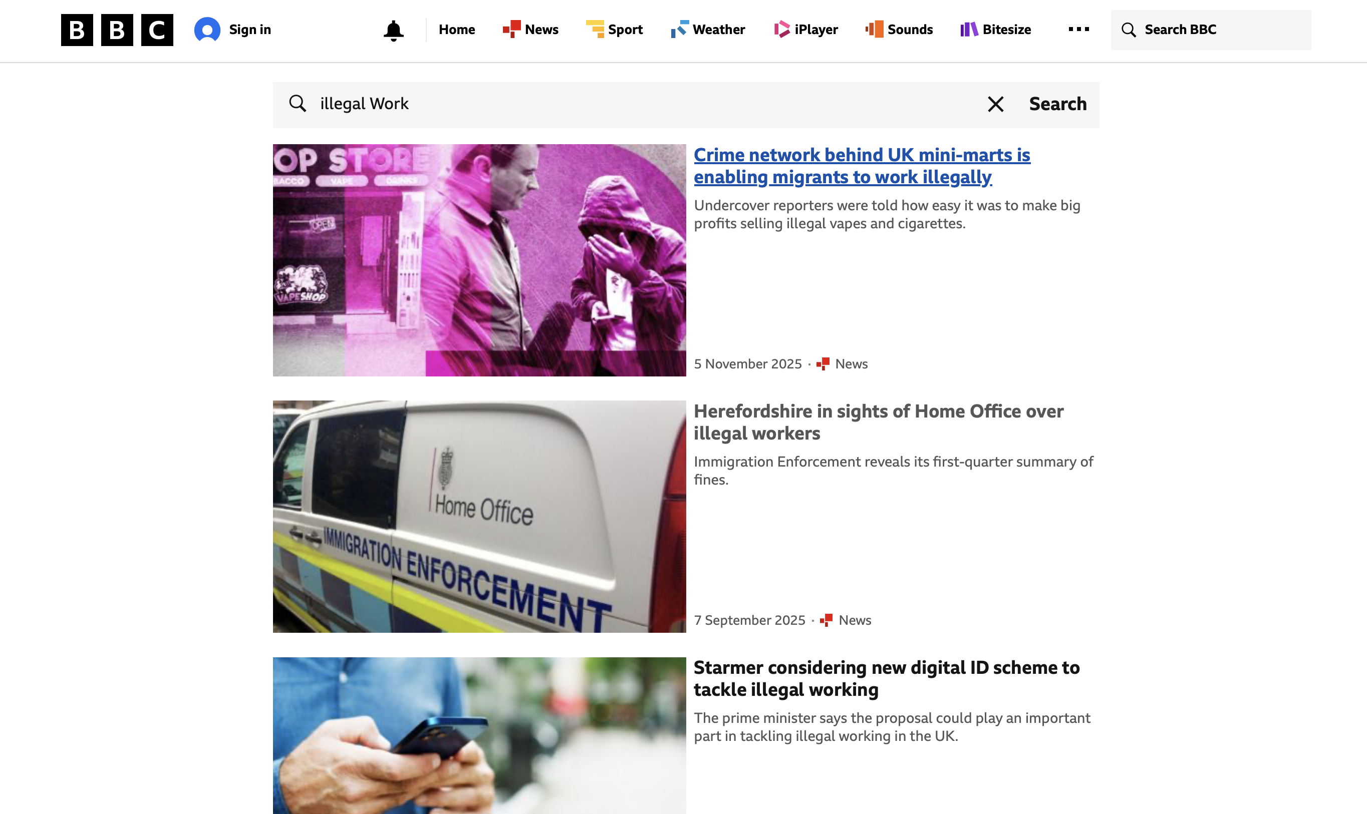 Illegal work in the UK